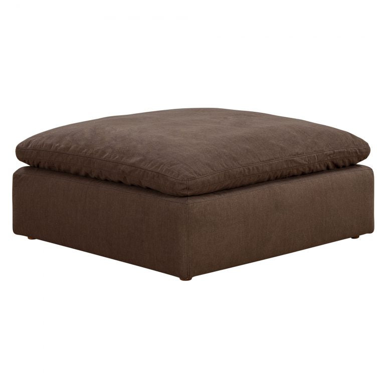 brown ottoman slipcover section - corner view