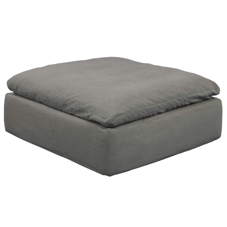 gray ottoman slipcover section - corner view