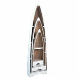 three whitewashed and driftwood cottage boat shelves tiered sizes - staked inside each other