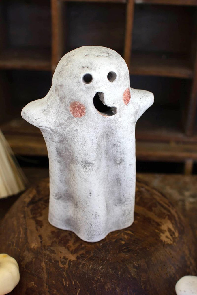 clay ghost lantern 2 - close-up view