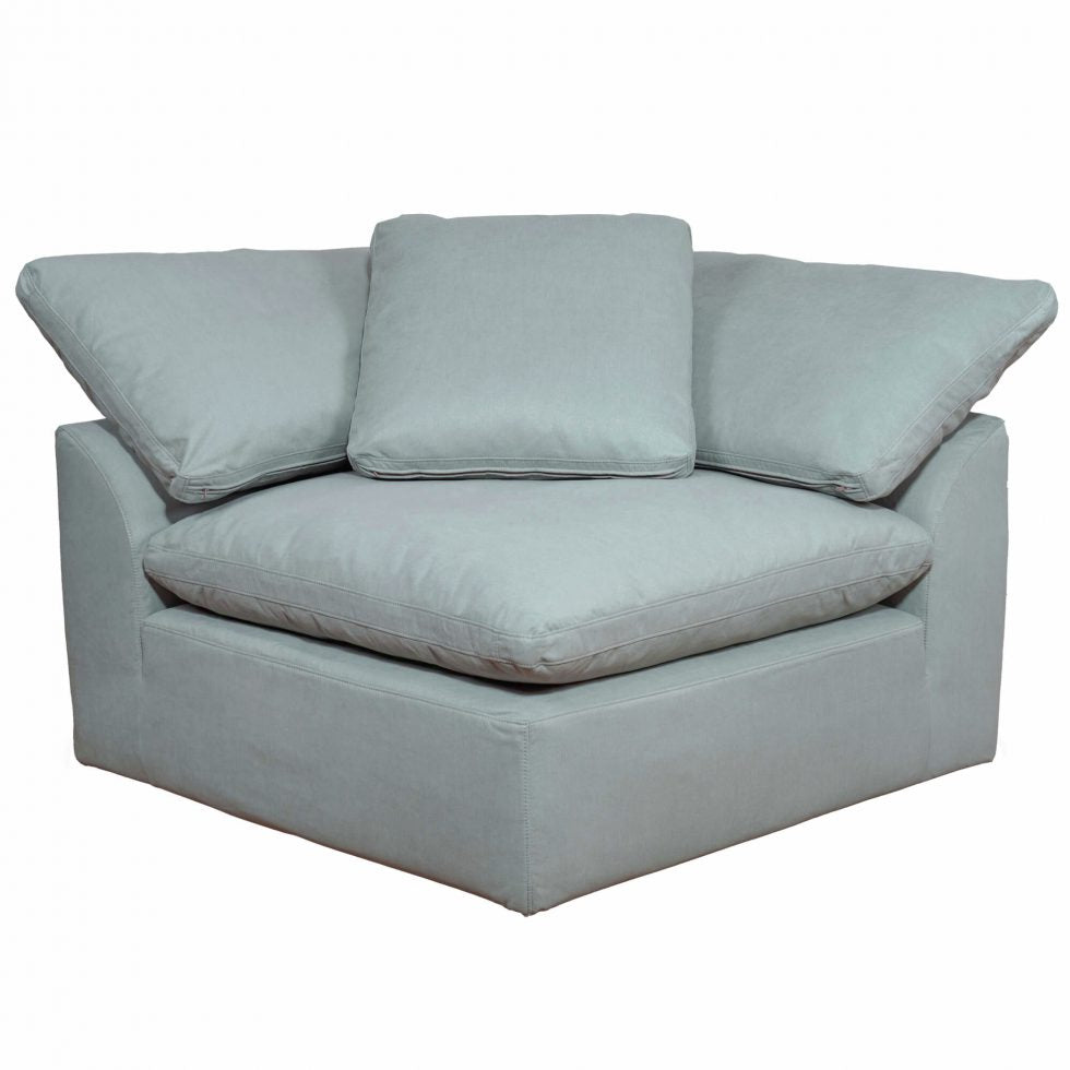 light blue nirvana cloud corner piece slipcover sofa module - front view