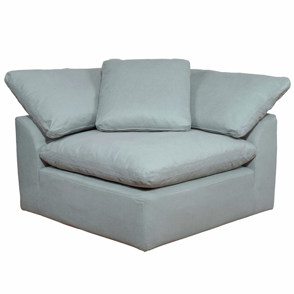 light blue corner piece slipcover sofa module - front view
