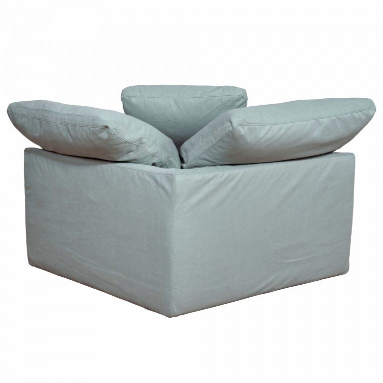 light blue corner piece slipcover sofa module - rear view