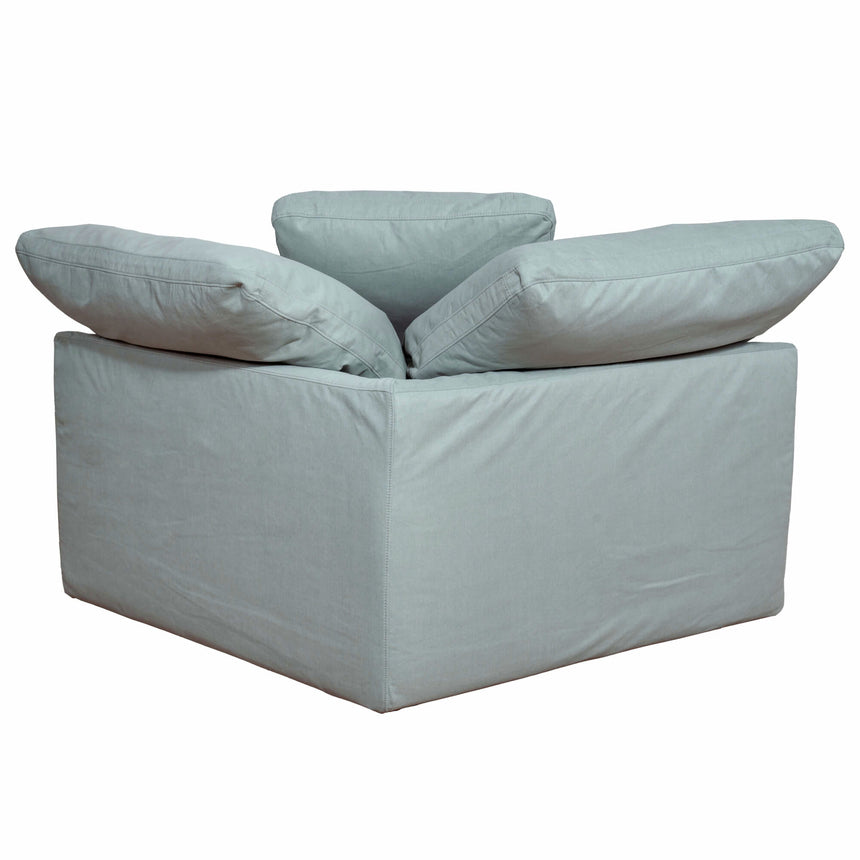 light blue corner piece slipcover sofa module - rear view