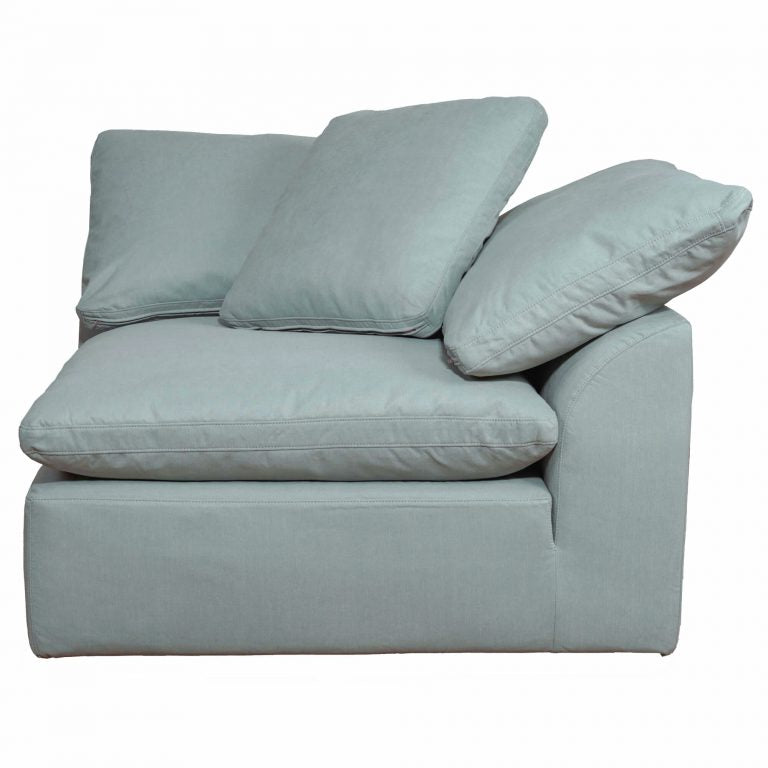 light blue corner piece slipcover sofa module - left view