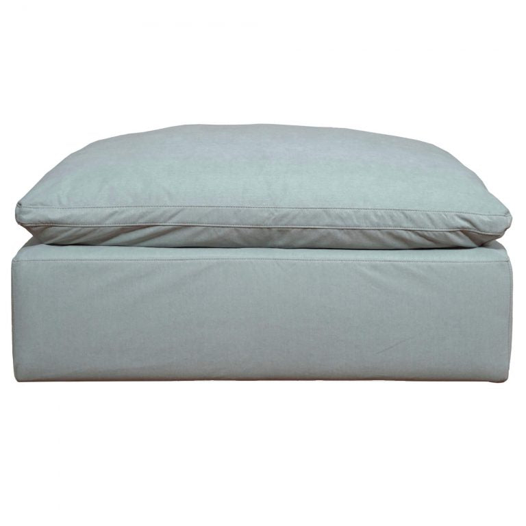 light blue ottoman slipcover section - straight view