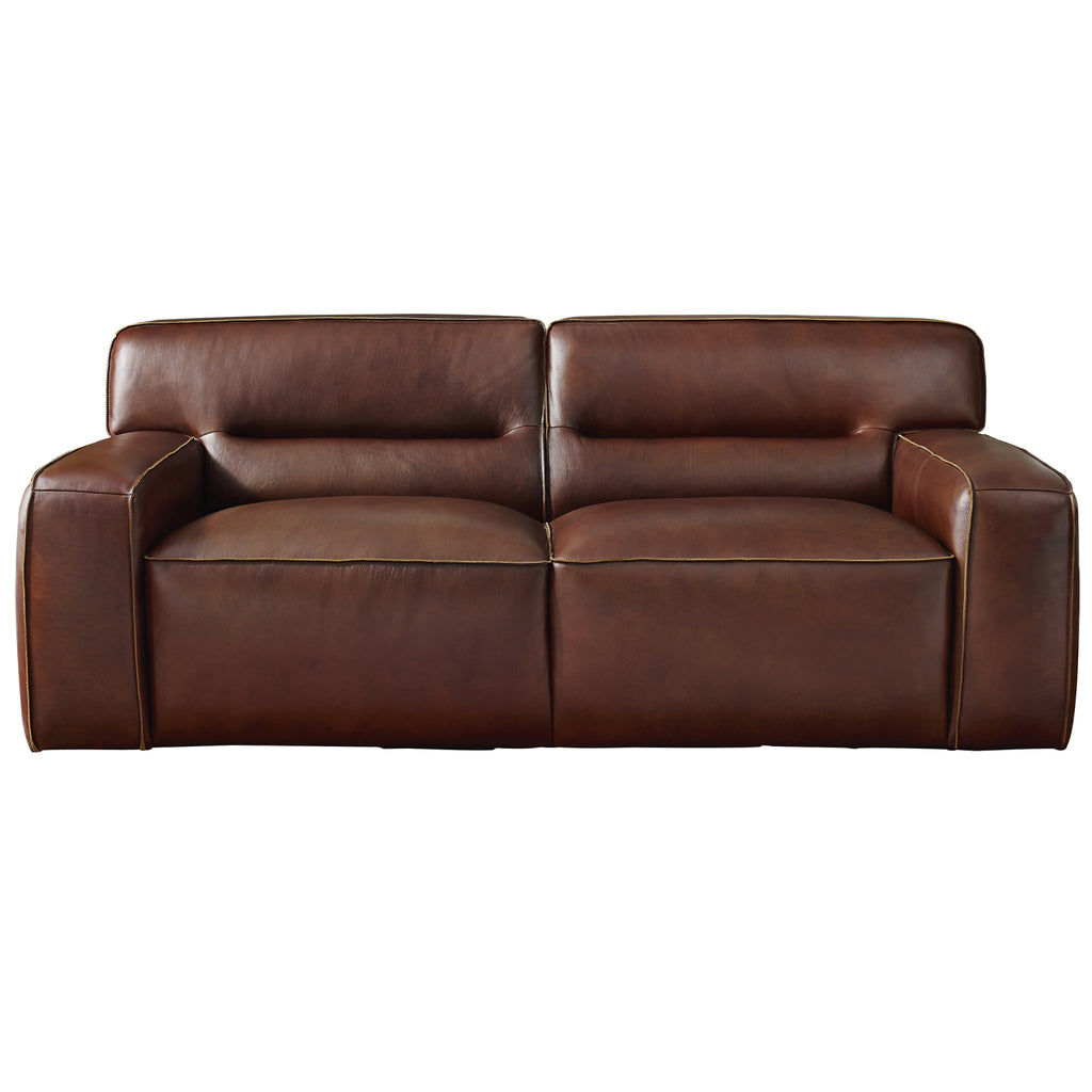 Lombardy leather loveseat - front view - no background