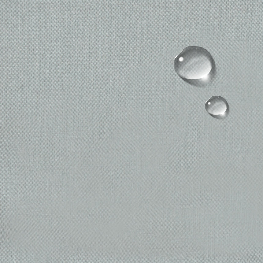 close-up of slipcover fabric - water resistance shown by pearls of water