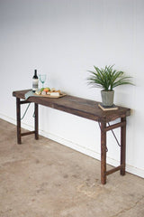 antique dark wood folding table