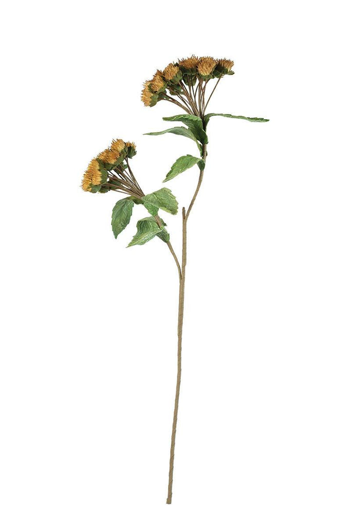 faux latex plant - two yellow multi-blossom flowers on single stem