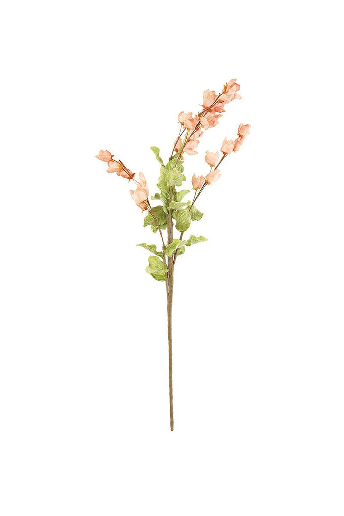 faux latex plant - multiple branches delicate small pink blossoms green leaves on single stem