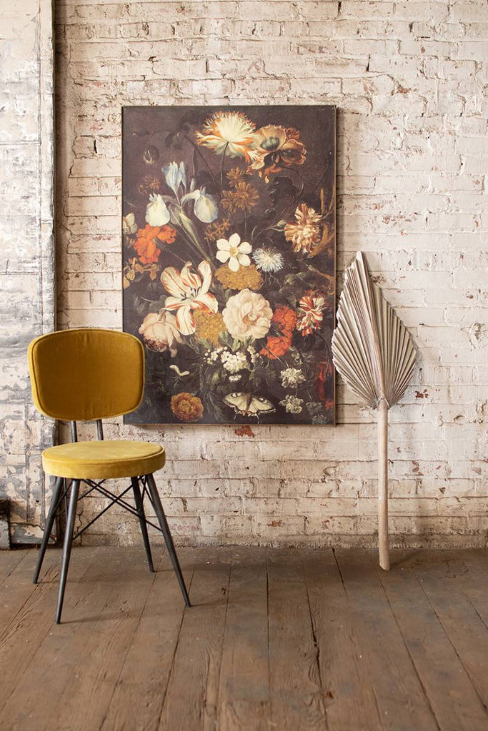 floral print with dark background wall art