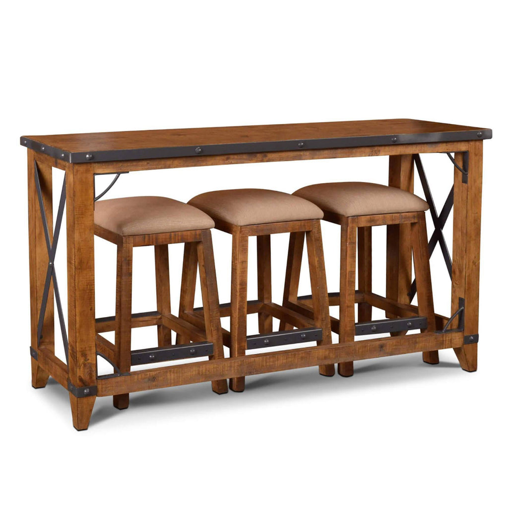 console dining table with three stools