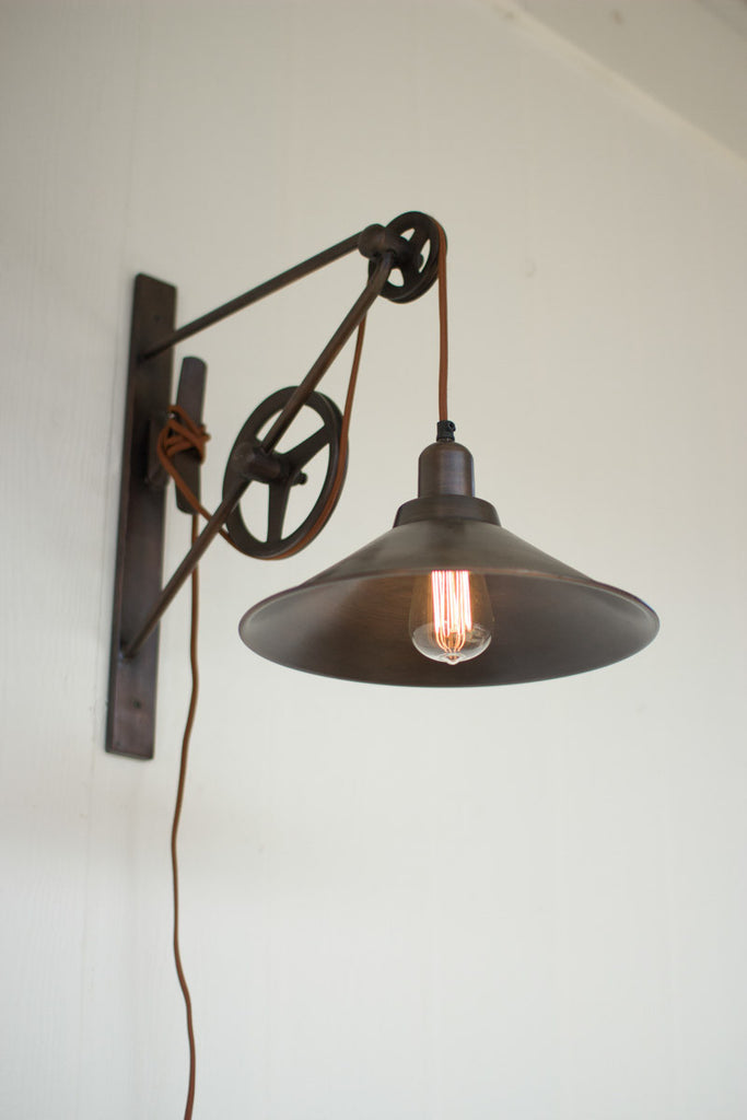 mounted wall light with pulley