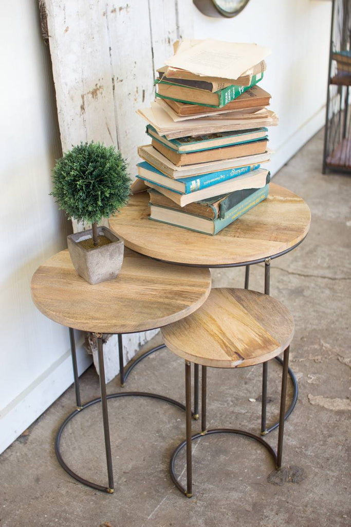 nested accent tables with mango wood tops