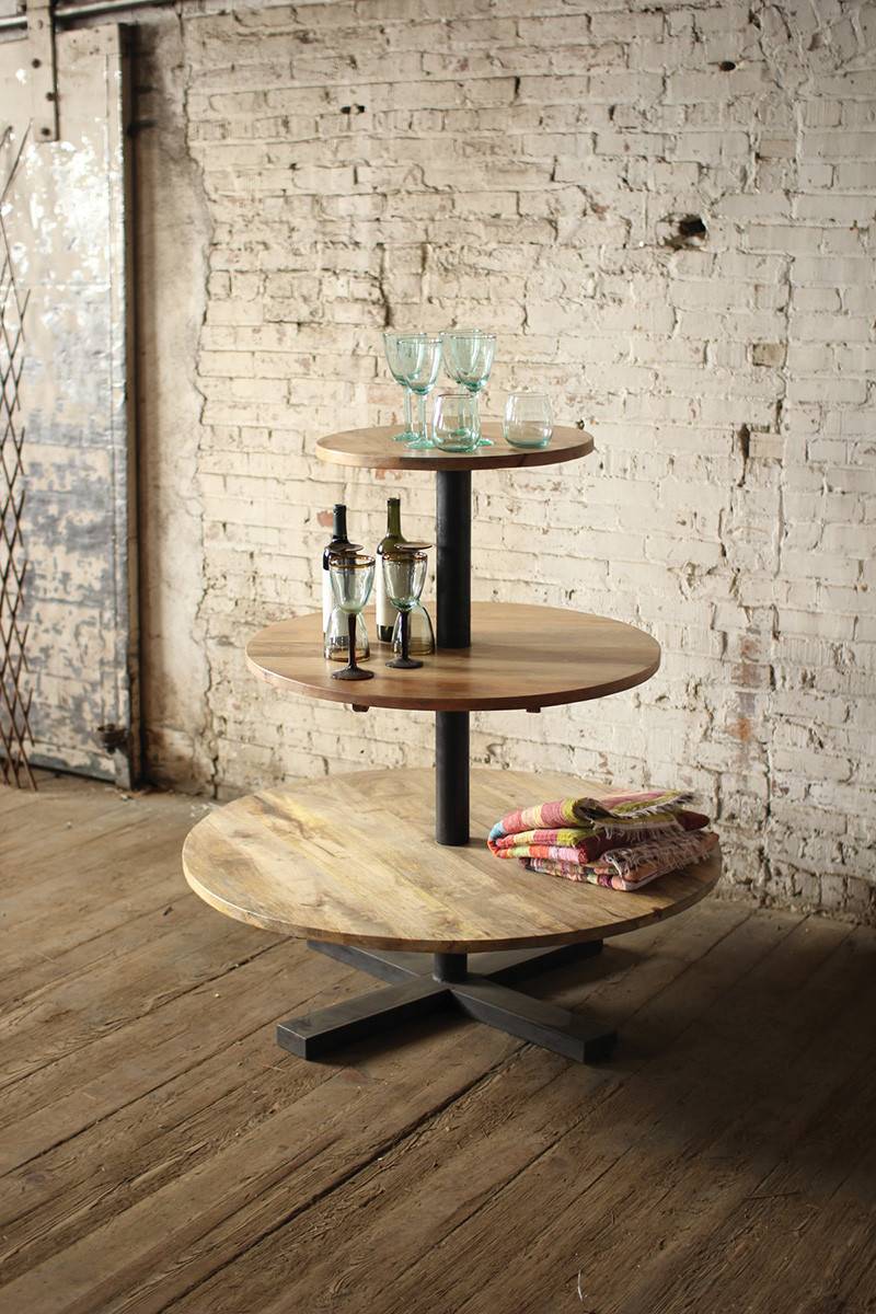 three tiered round tower display - studio background