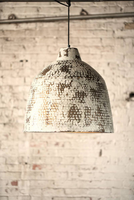 white spattered metal pendant light