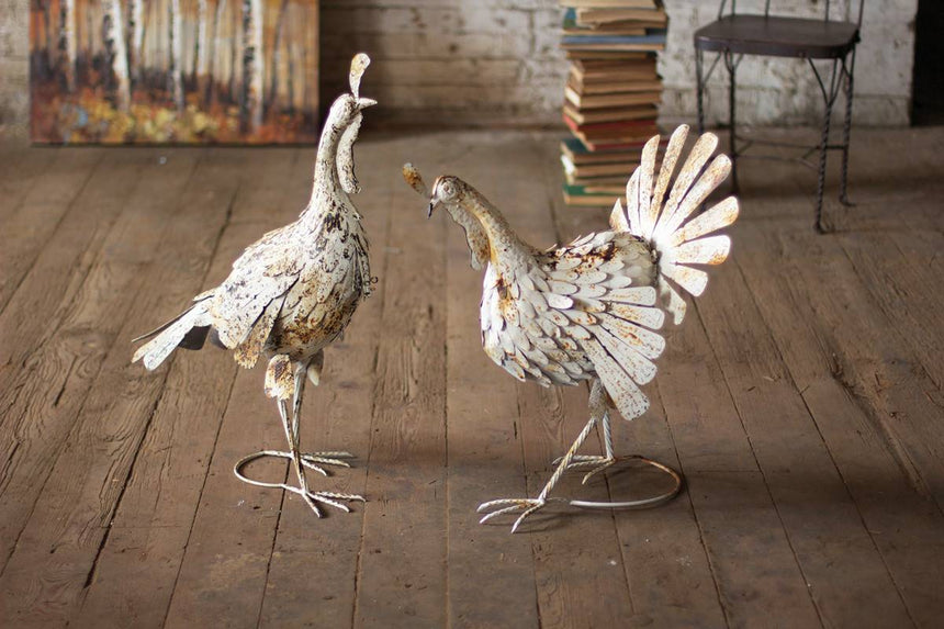 white metal turkeys with antique look