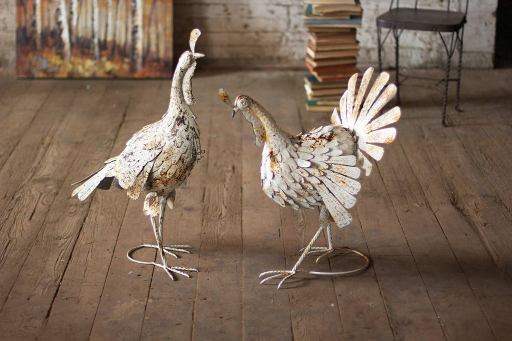 white metal turkeys with antique look