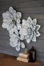 set of three shabby chic wall flower decor