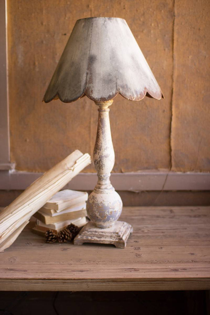shabby chic table lamp with scalloped shade