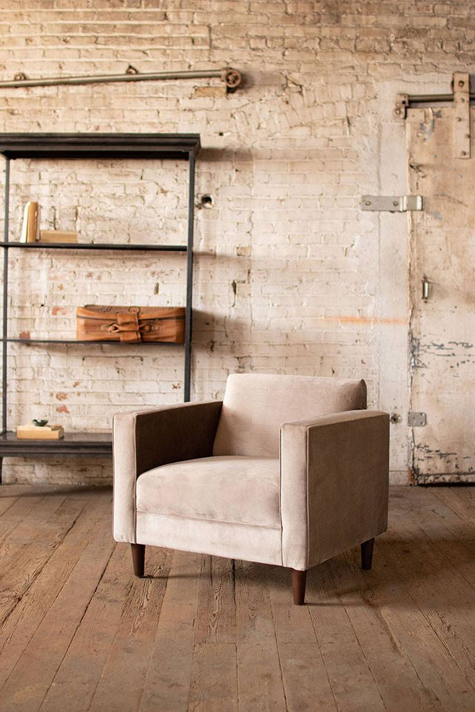 velvet club chair - cobblestone color